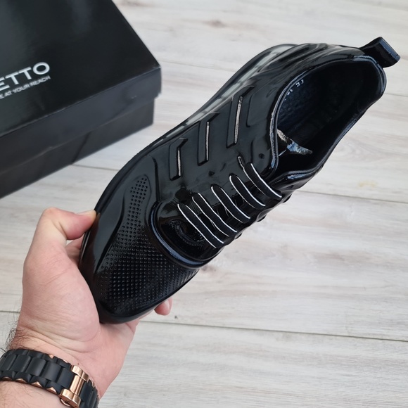 Black Patent Leather Sneakers for Men - Picture 7 of 7